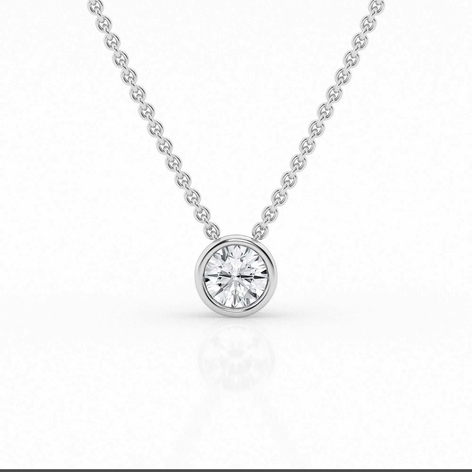 0.50 ct Round Lab Diamond Centre Stone  Bezel Pendant by Mercury Rings