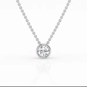 0.50 ct Round Lab Diamond Centre Stone  Bezel Pendant by Mercury Rings