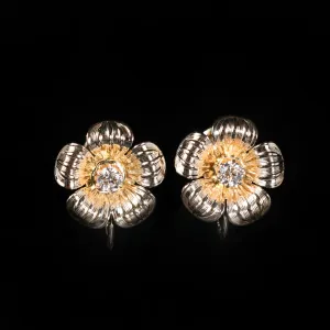 10K Yellow Gold 0.22 CTW Diamond Flower Earrings