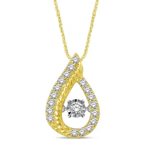 10K Yellow Gold 1/4 Ctw Tear Shape Moving Diamond Pendant