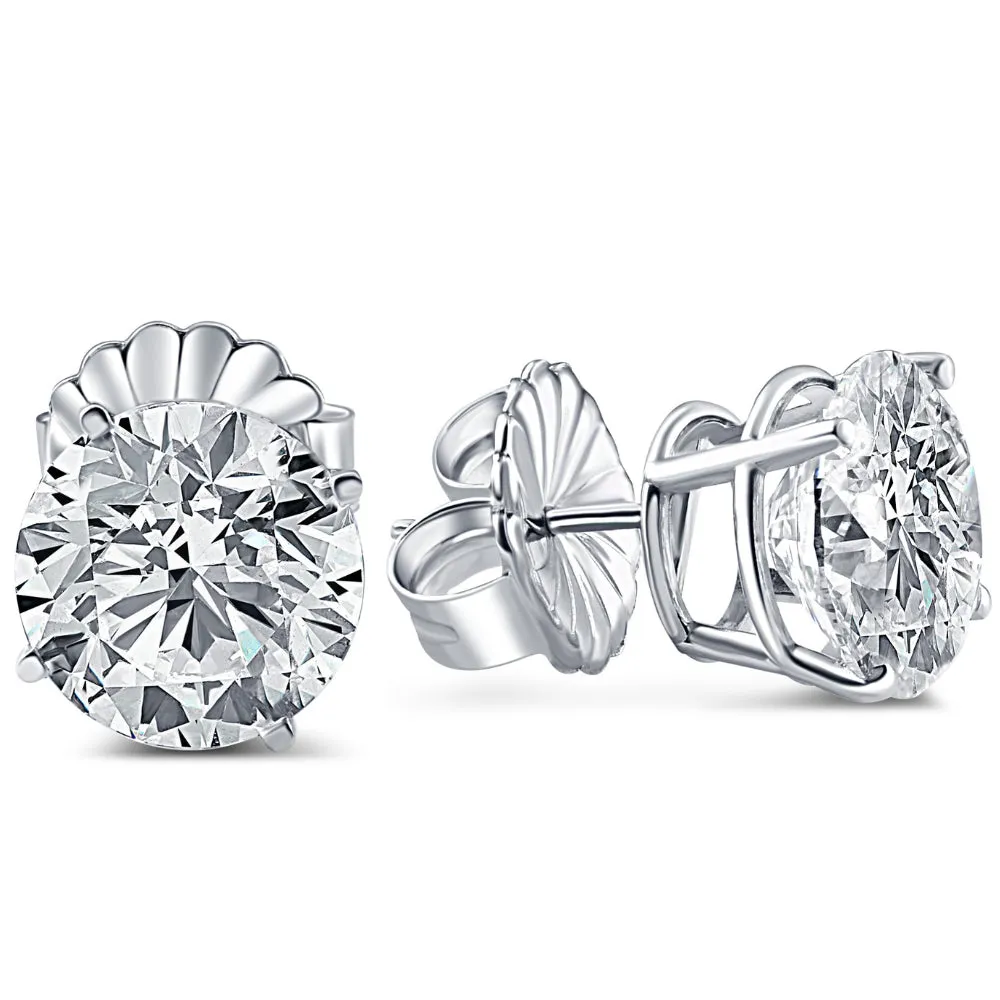 12Ct Certified Lab Grown Diamond Studs in 14k White Gold