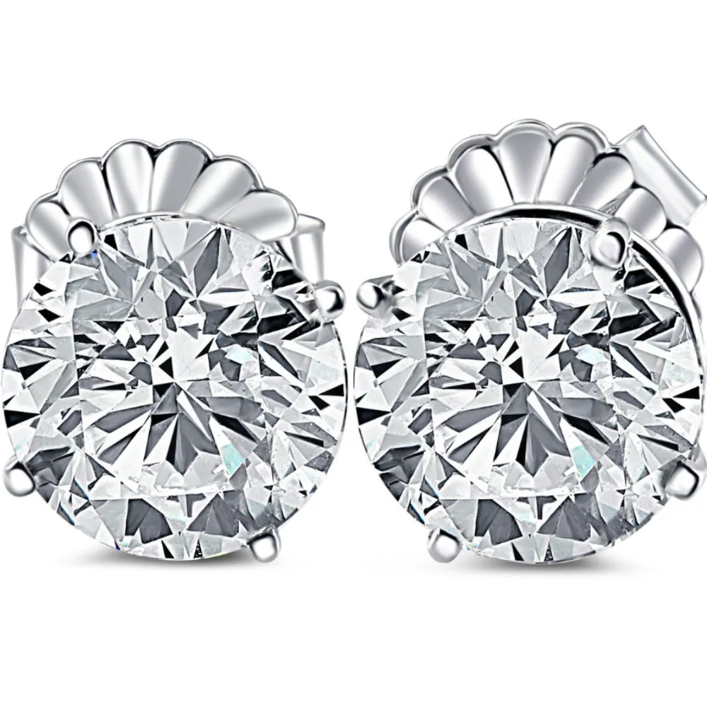 12Ct Certified Lab Grown Diamond Studs in 14k White Gold