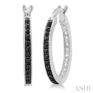 1/3 Ctw White and Black Diamond Hoop Earrings in Sterling Silver