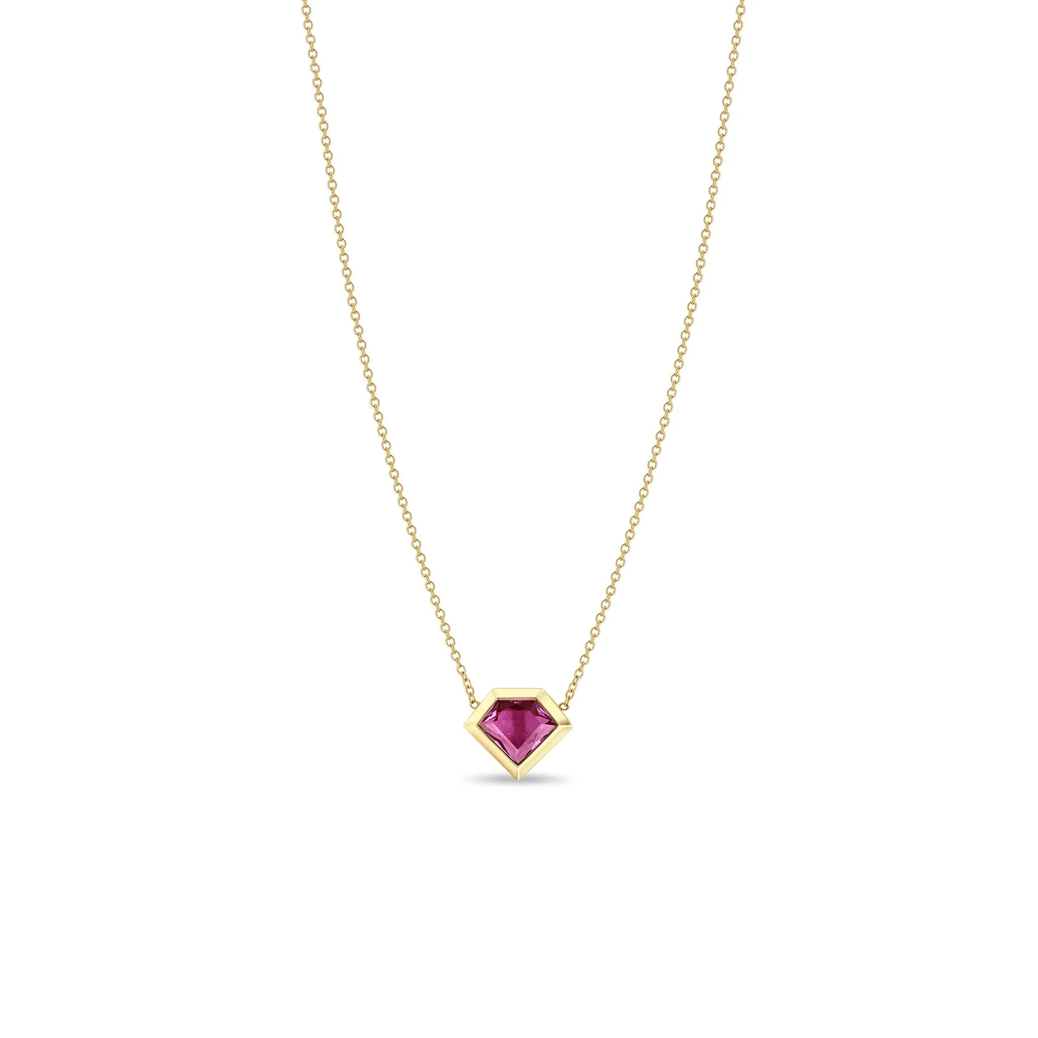 1.38 ctw Shield Pink Sapphire Bezel Necklace