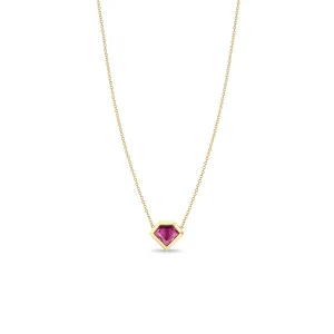 1.38 ctw Shield Pink Sapphire Bezel Necklace