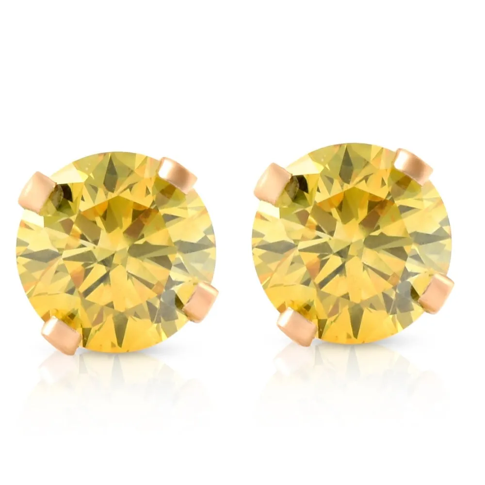 1/4 Ct T.W. Fancy Canary Yellow Lab Diamond Studs 14K Yellow Gold Lab Grown