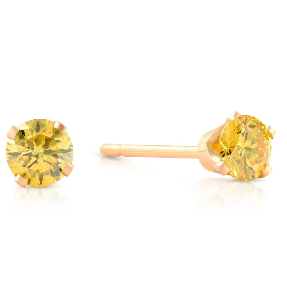 1/4 Ct T.W. Fancy Canary Yellow Lab Diamond Studs 14K Yellow Gold Lab Grown