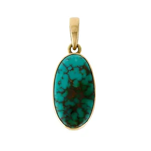 14 KT Gold x Natatorial Egyptian Turquoise Oval Pendant