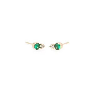 14k Mixed Emerald Bezel & Diamond Prong Studs