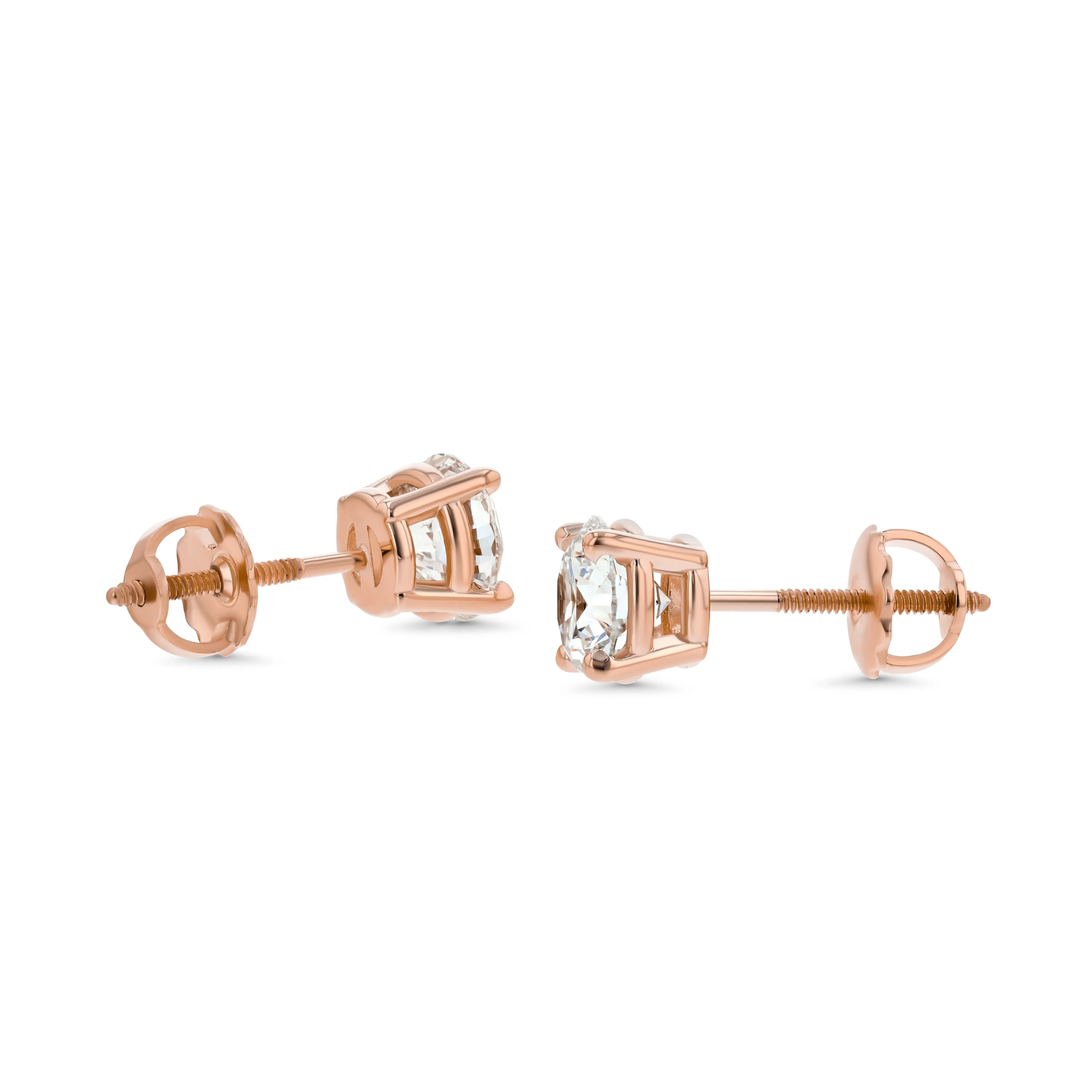 14k Rose Gold 4-prong Round Brilliant Diamond Stud Earrings (0.75 Ct. T.w., Si1-si2 Clarity, J-k Color)