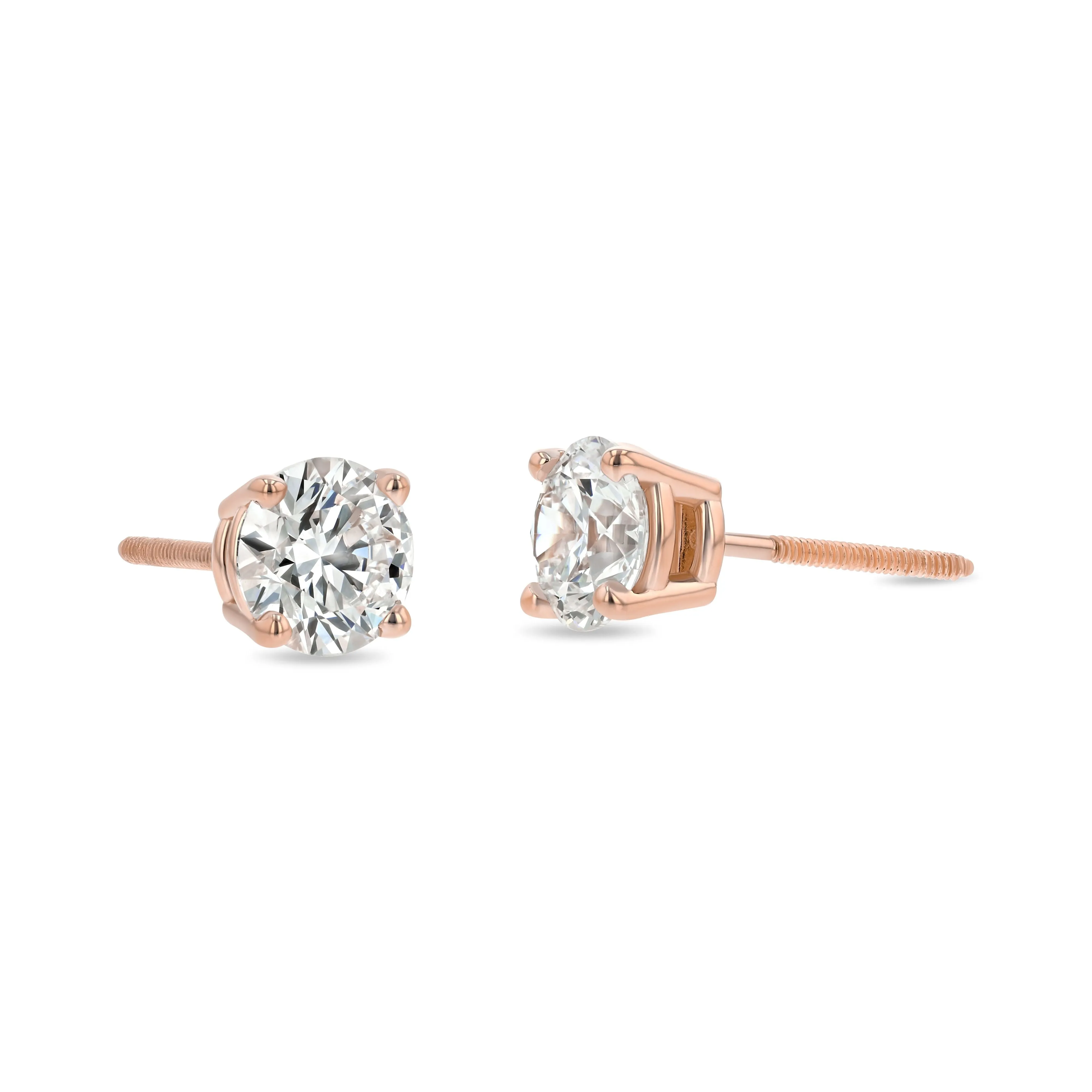 14k Rose Gold 4-prong Round Brilliant Diamond Stud Earrings (0.75 Ct. T.w., Si1-si2 Clarity, J-k Color)