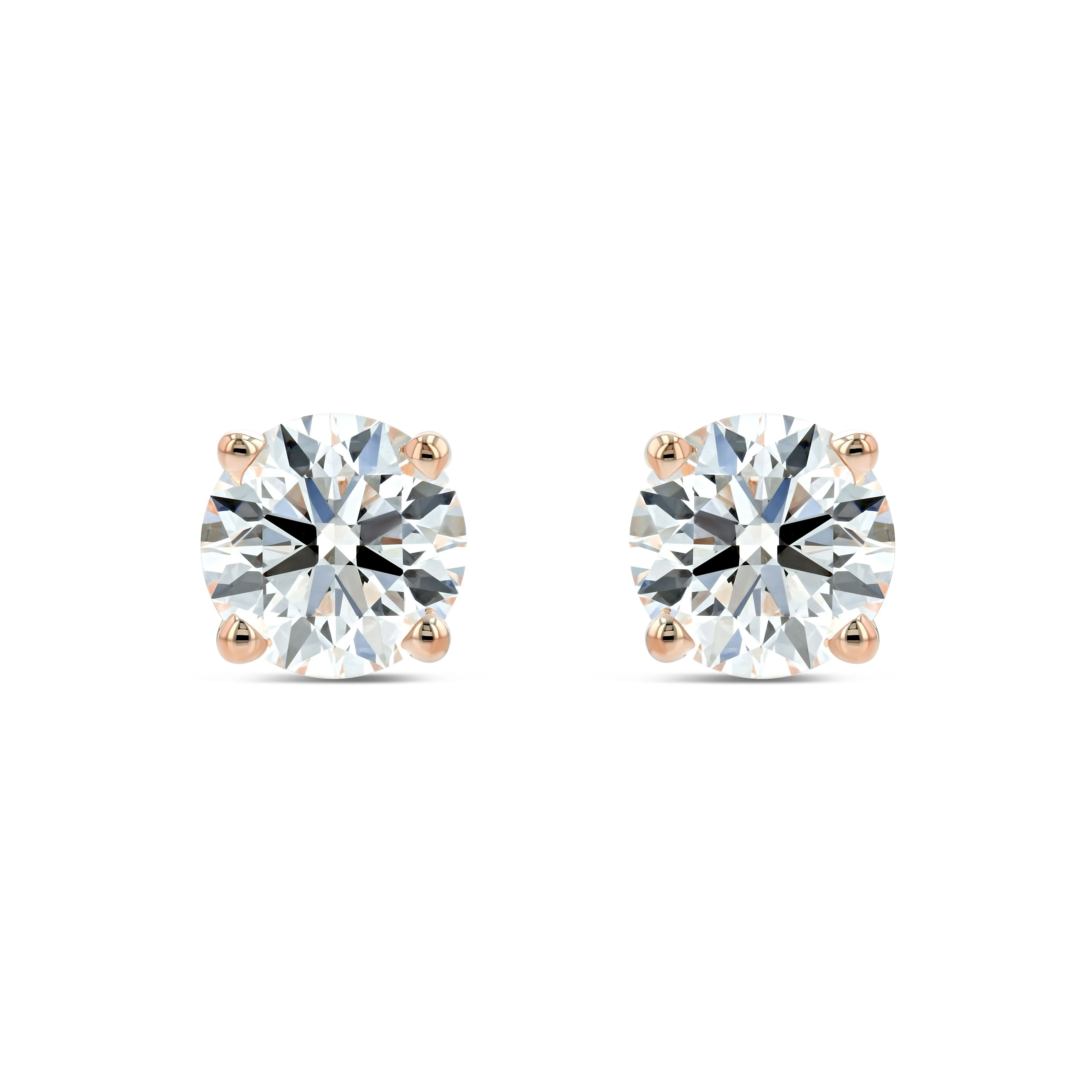 14k Rose Gold 4-prong Round Brilliant Diamond Stud Earrings (0.75 Ct. T.w., Si1-si2 Clarity, J-k Color)