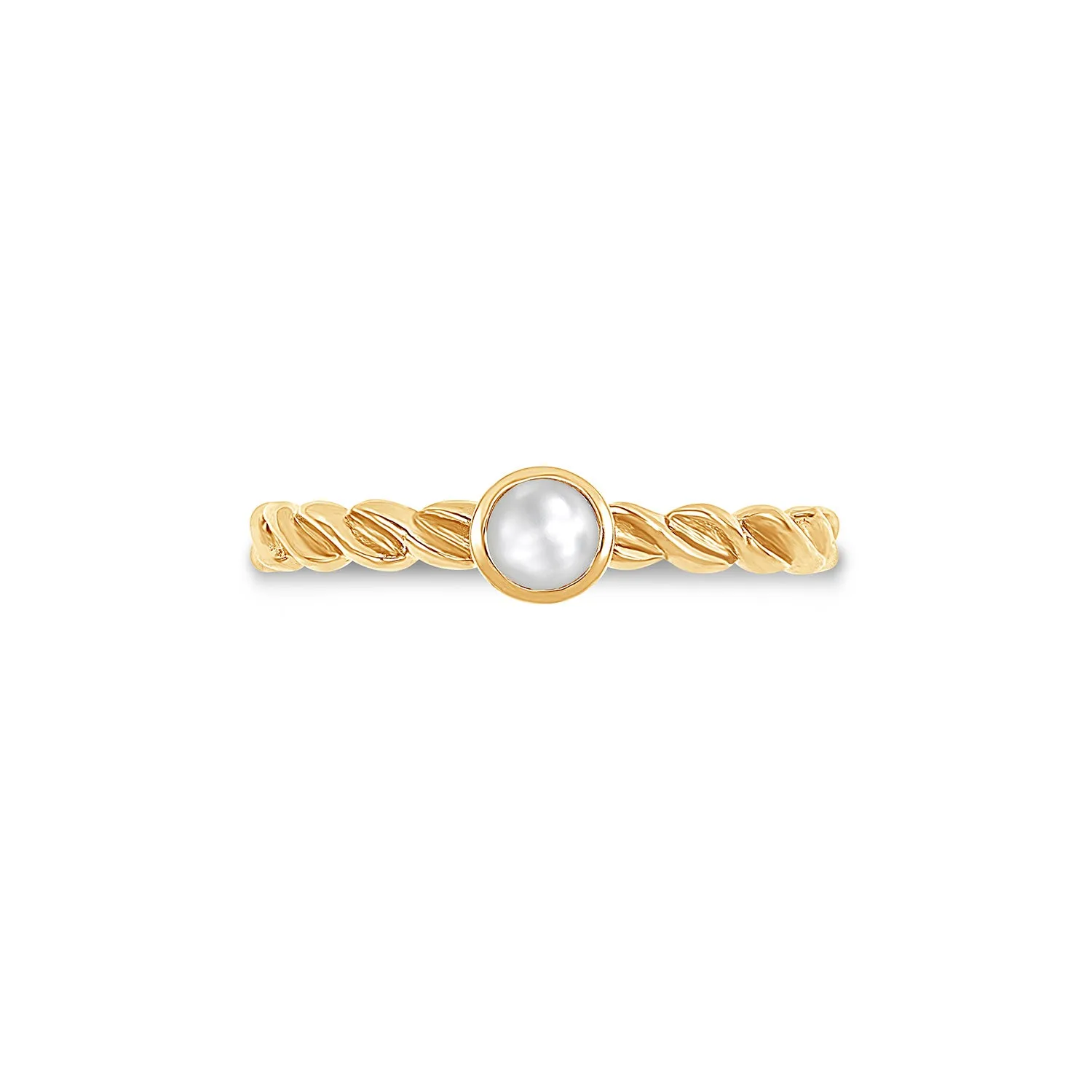 14k Twist Narrative Ring with 4mm Pearl