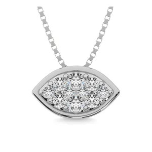 14K White Gold 1/6 Ctw Diamond  Marquise Shape Flower Pendant