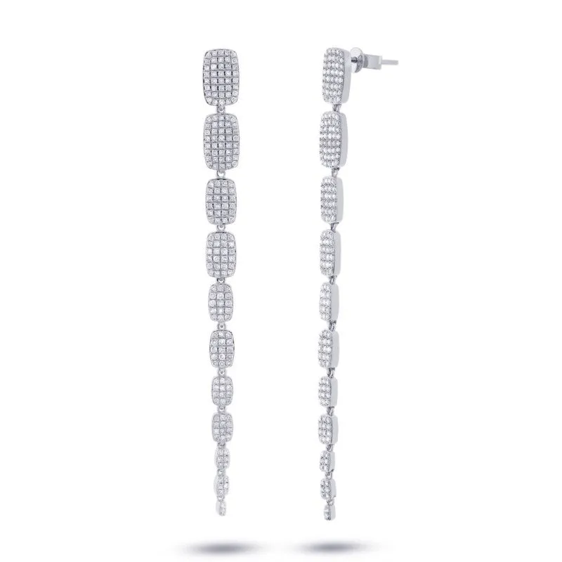 14k White Gold Diamond Drop Earrings