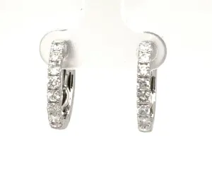 14K White Gold Diamond Hoop Earrings