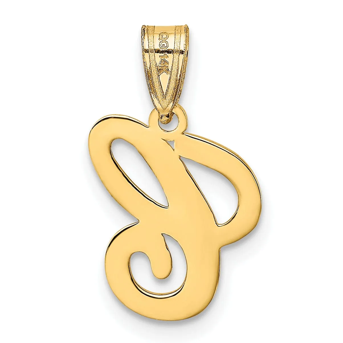 14K Yellow Gold Medium Size Script Design Letter C Initial Pendant