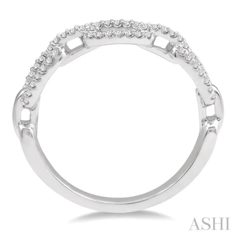 1/5 Ctw Interlocked Links Round Cut Diamond Ladies Ring in 14K White Gold