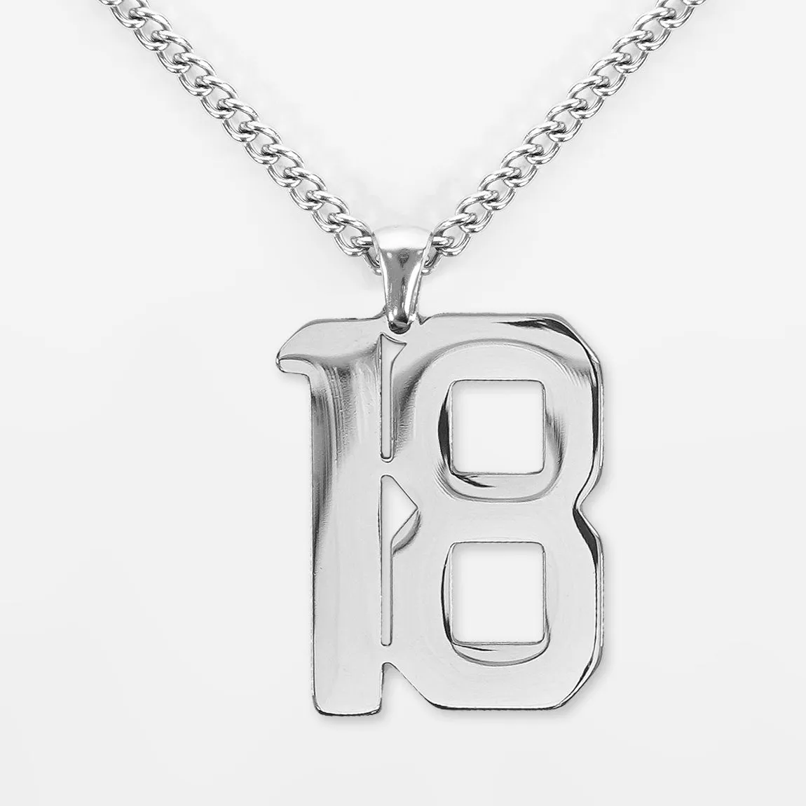 18 Number Pendant with Chain Kids Necklace - Stainless Steel