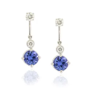 18ct Gold Tanzanite & Diamond Earrings