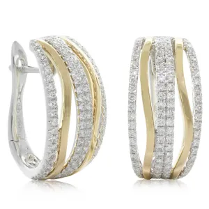 18ct Yellow & White Gold Diamond Earrings