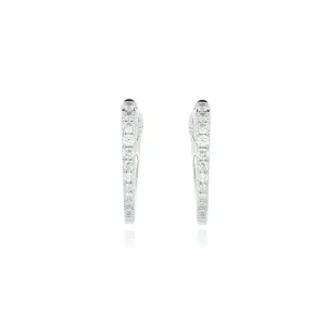 18k White Gold Diamond Imperial Huggie Earrings