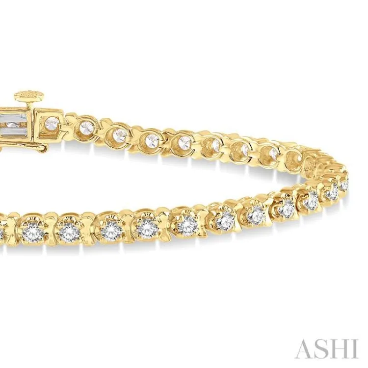 2 ctw Round Cut Diamond Tulip Bracelet in 14K Yellow Gold