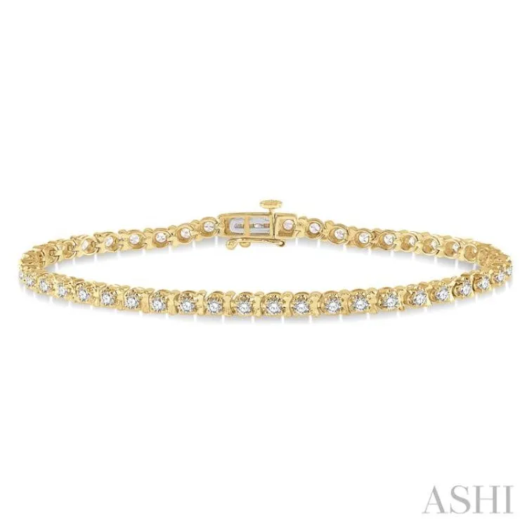 2 ctw Round Cut Diamond Tulip Bracelet in 14K Yellow Gold