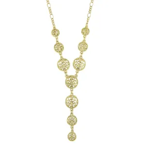 2028 Jewelry Gold Multi Round Open Lattice Y-Necklace 16"   3" Extender