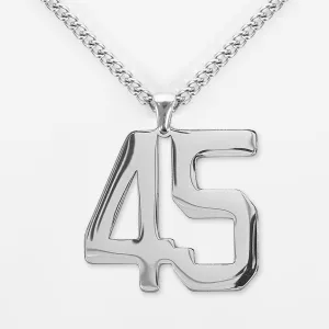 45 Number Pendant with Chain Kids Necklace - Stainless Steel