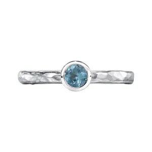 4mm Blue Topaz Hammered Twinkle Ring