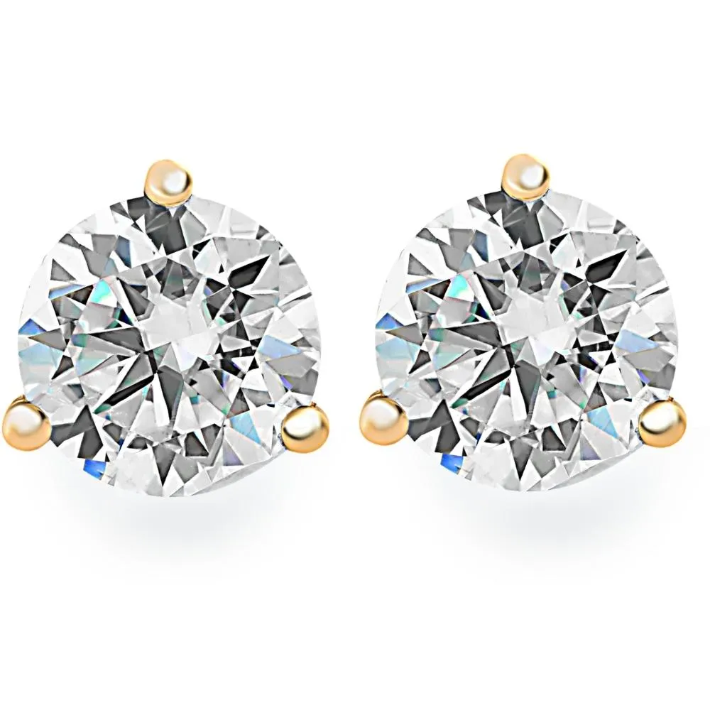 .50Ct Round Brilliant Cut Natural Quality SI1-SI2 Diamond Stud Earrings in 14K Gold Martini Setting