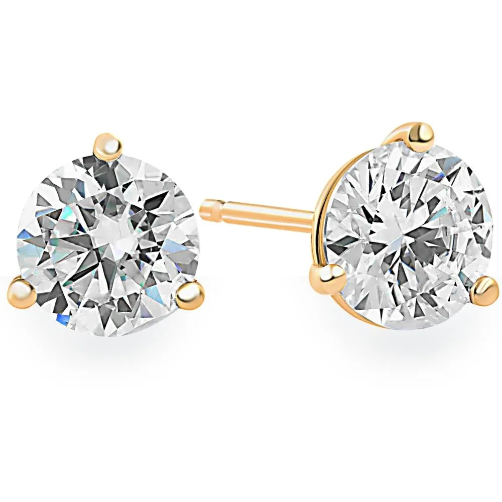 .50Ct Round Brilliant Cut Natural Quality SI1-SI2 Diamond Stud Earrings in 14K Gold Martini Setting