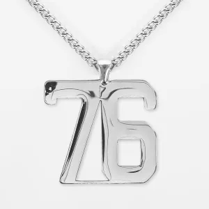 76 Number Pendant with Chain Kids Necklace - Stainless Steel