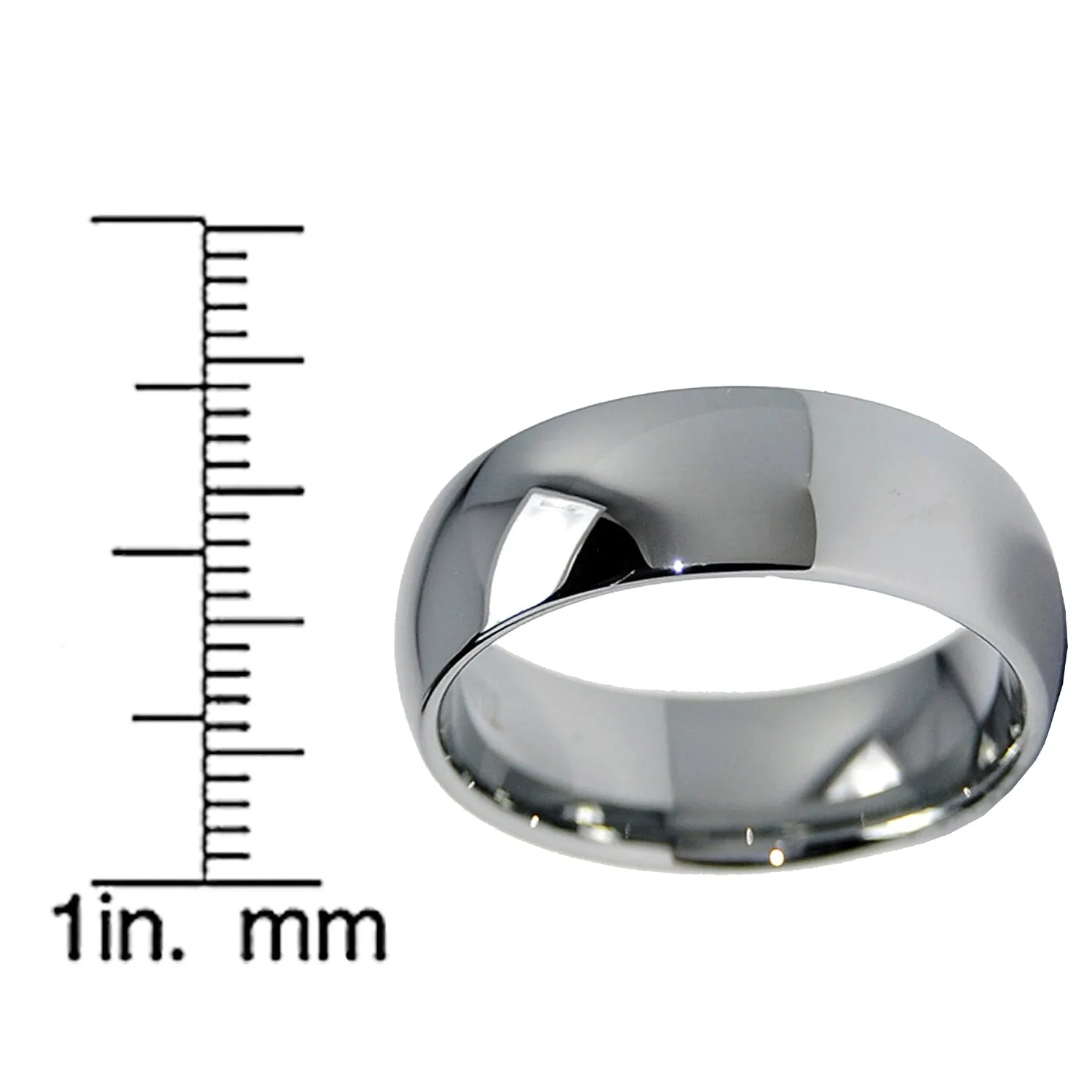 8MM Classic Dome Men's Tungsten Carbide Ring Wedding Band sizes 6 to 15