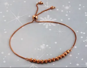 9ct Rose Gold Ball & Chain Adjustable Bracelet