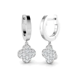 9ct White Gold 0.32ct Diamond Clover Hoop Earrings