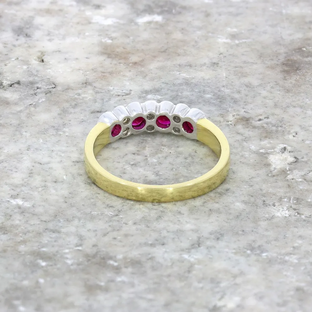 9ct Yellow Gold 0.18cts Diamond & Ruby Half Eternity Ring