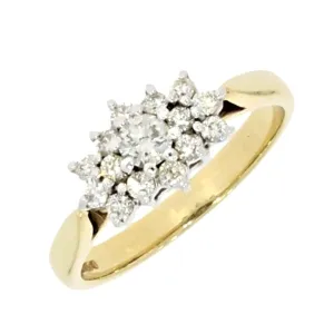 9ct Yellow Gold 0.50cts Brilliant Cut Diamond Cluster Ring