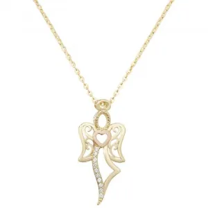 9ct Yellow Gold Ladies Zirconia Pendant On 16 2 Inch Chain NK340