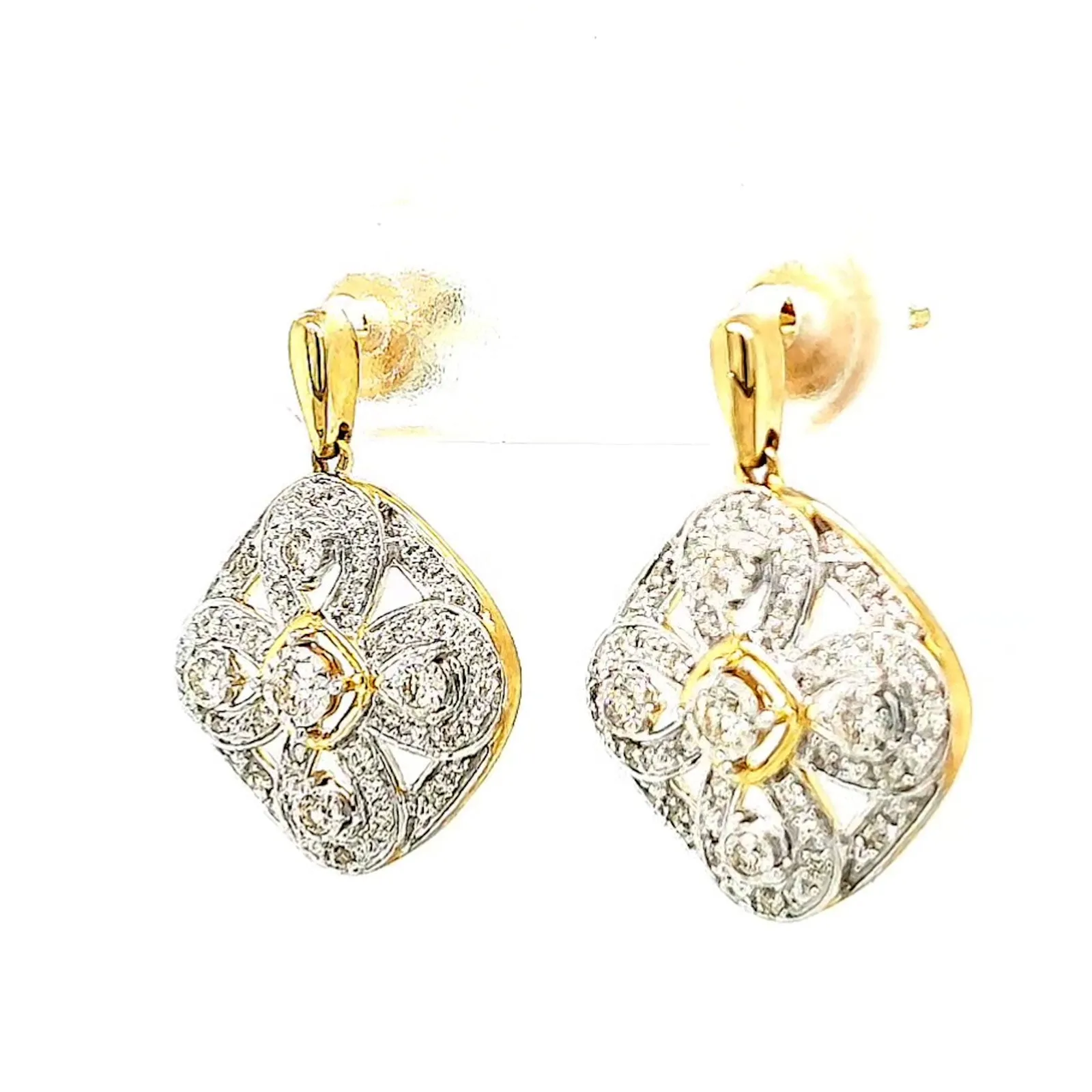 9ct Yellow Gold Round Brilliant Cut 0.30 CARAT tw of Diamonds Drop Earrings