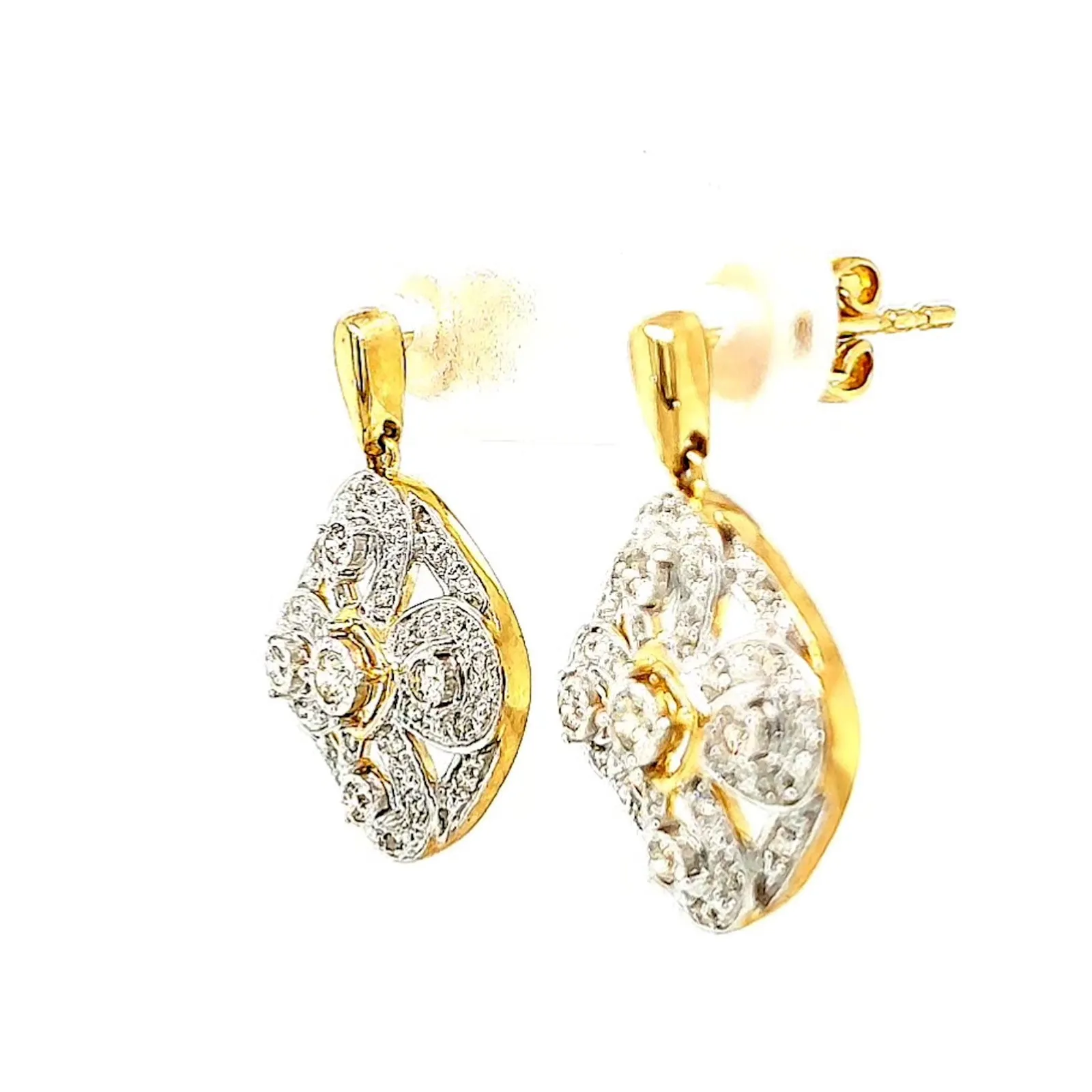 9ct Yellow Gold Round Brilliant Cut 0.30 CARAT tw of Diamonds Drop Earrings