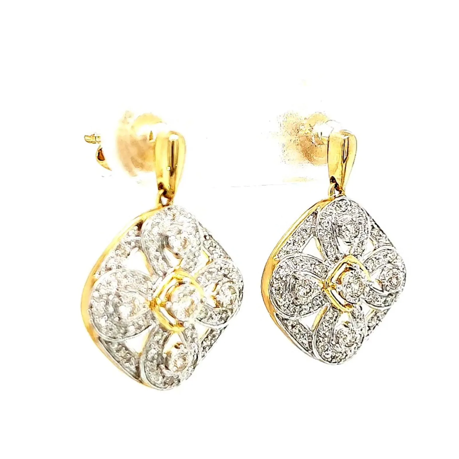 9ct Yellow Gold Round Brilliant Cut 0.30 CARAT tw of Diamonds Drop Earrings