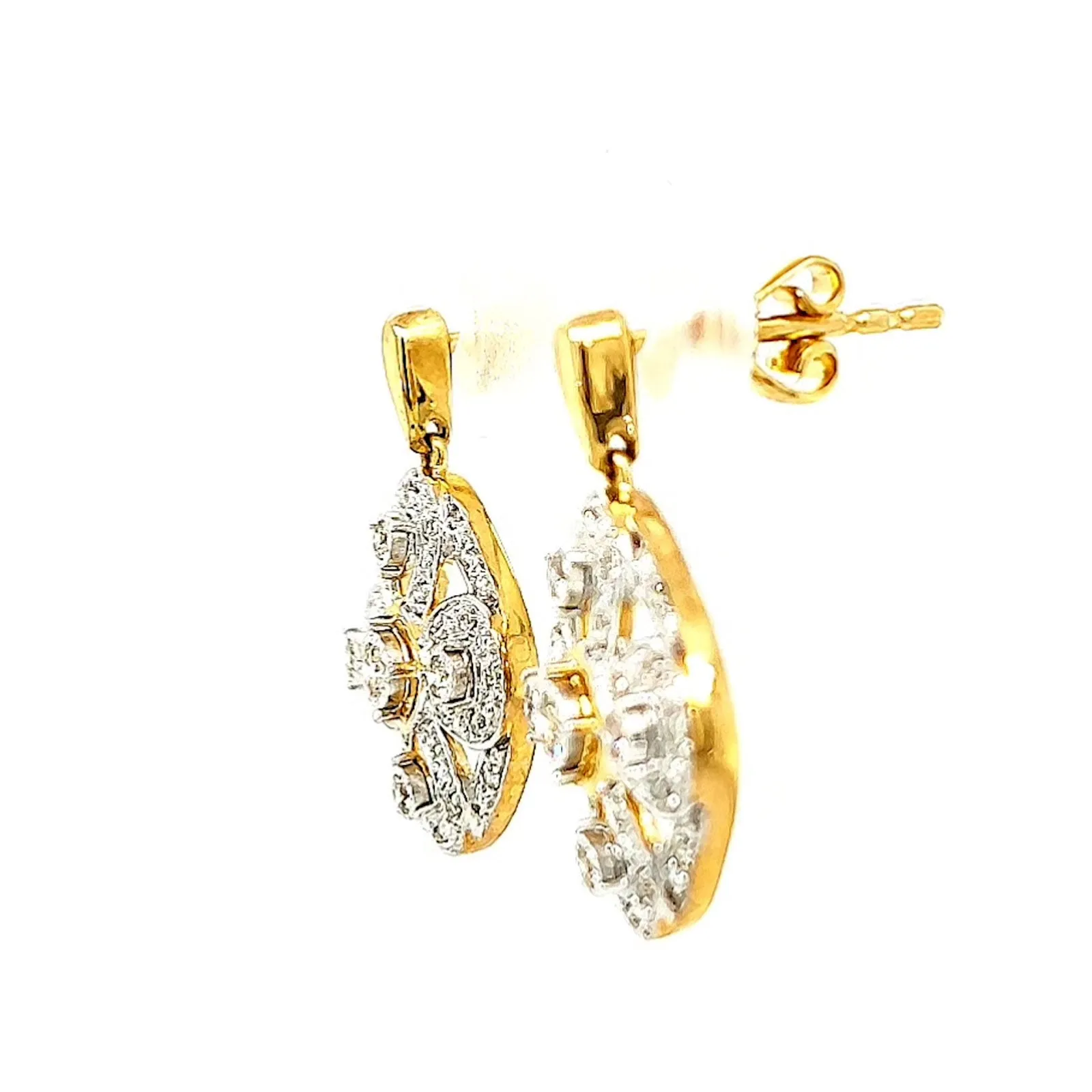 9ct Yellow Gold Round Brilliant Cut 0.30 CARAT tw of Diamonds Drop Earrings