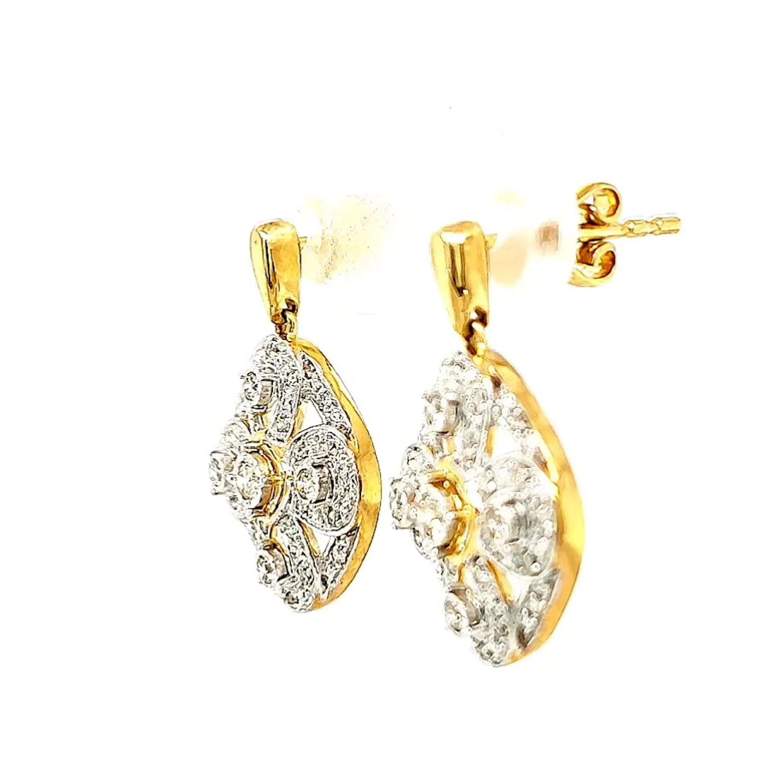 9ct Yellow Gold Round Brilliant Cut 0.30 CARAT tw of Diamonds Drop Earrings