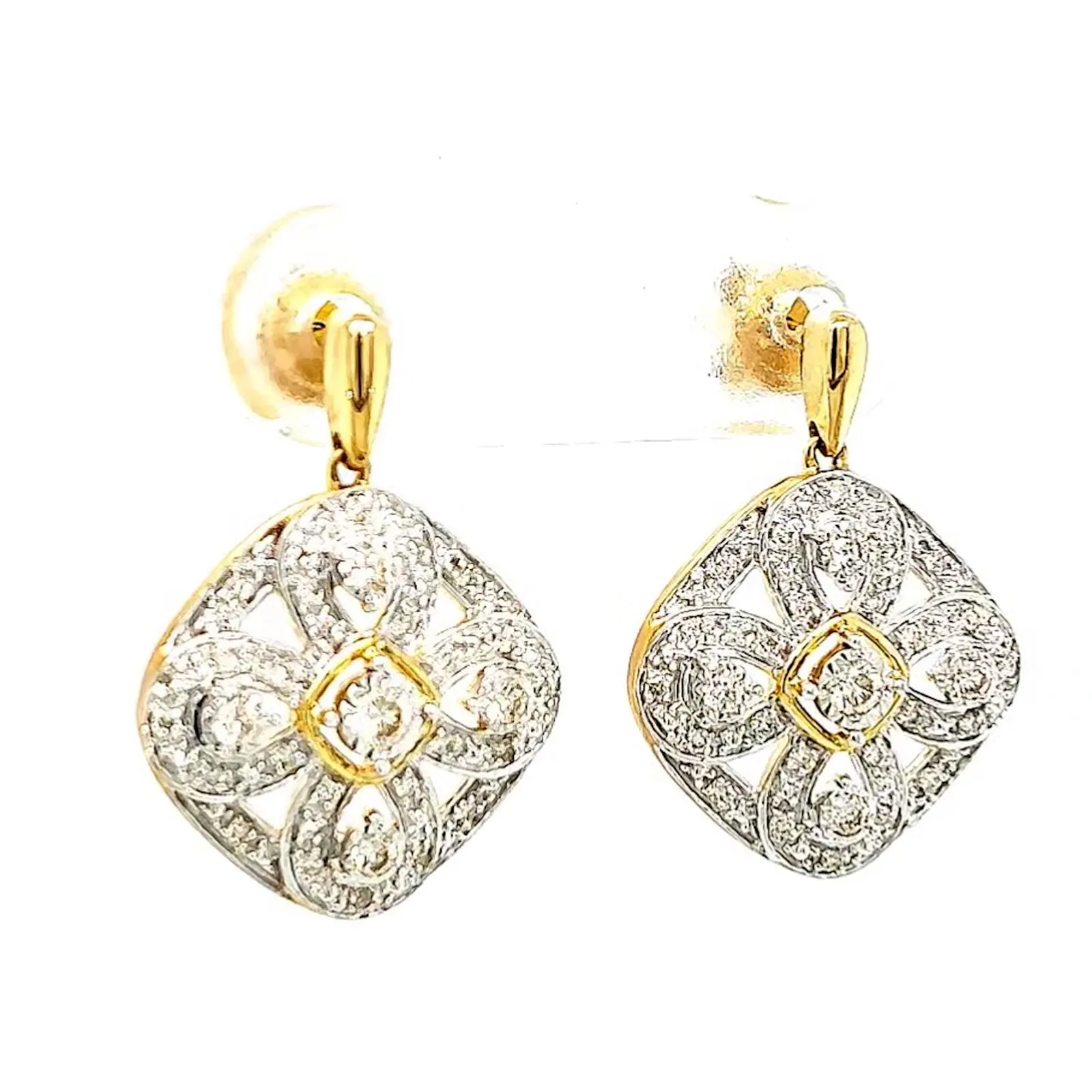 9ct Yellow Gold Round Brilliant Cut 0.30 CARAT tw of Diamonds Drop Earrings