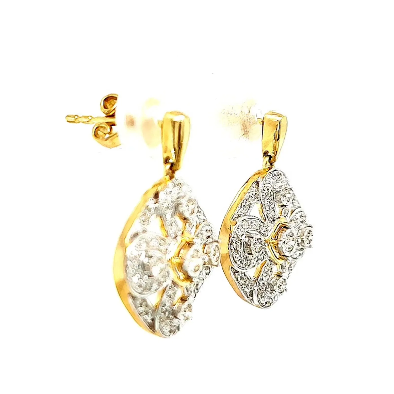 9ct Yellow Gold Round Brilliant Cut 0.30 CARAT tw of Diamonds Drop Earrings