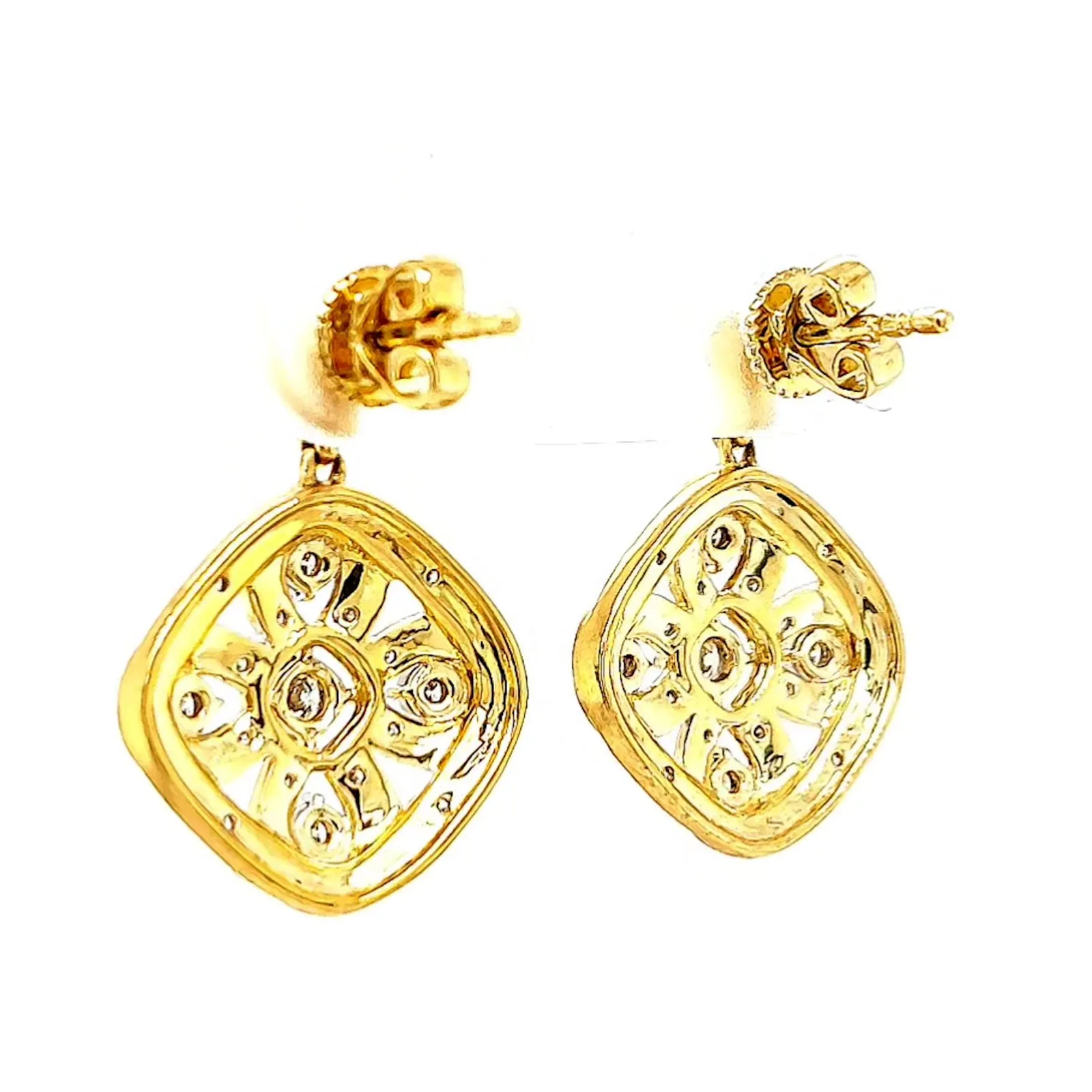 9ct Yellow Gold Round Brilliant Cut 0.30 CARAT tw of Diamonds Drop Earrings