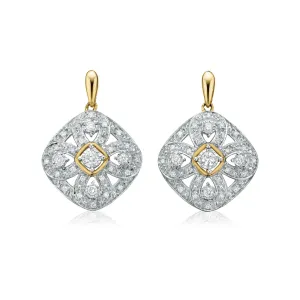 9ct Yellow Gold Round Brilliant Cut 0.30 CARAT tw of Diamonds Drop Earrings