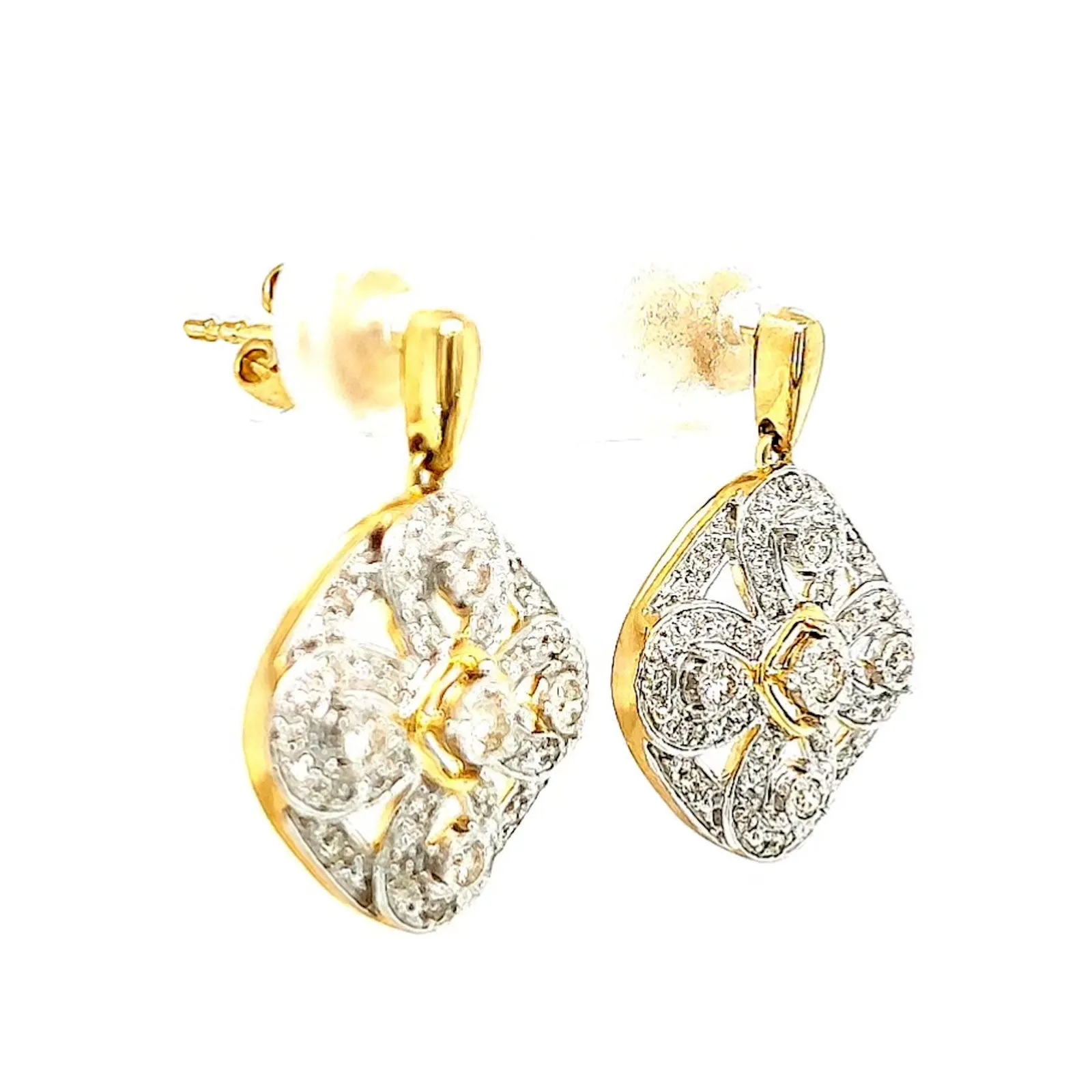 9ct Yellow Gold Round Brilliant Cut 0.30 CARAT tw of Diamonds Drop Earrings